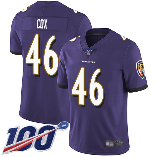 Baltimore Ravens Limited Purple Men Morgan Cox Home Jersey NFL Football #46 100th Season Vapor Untouchable->customized nhl jersey->Custom Jersey